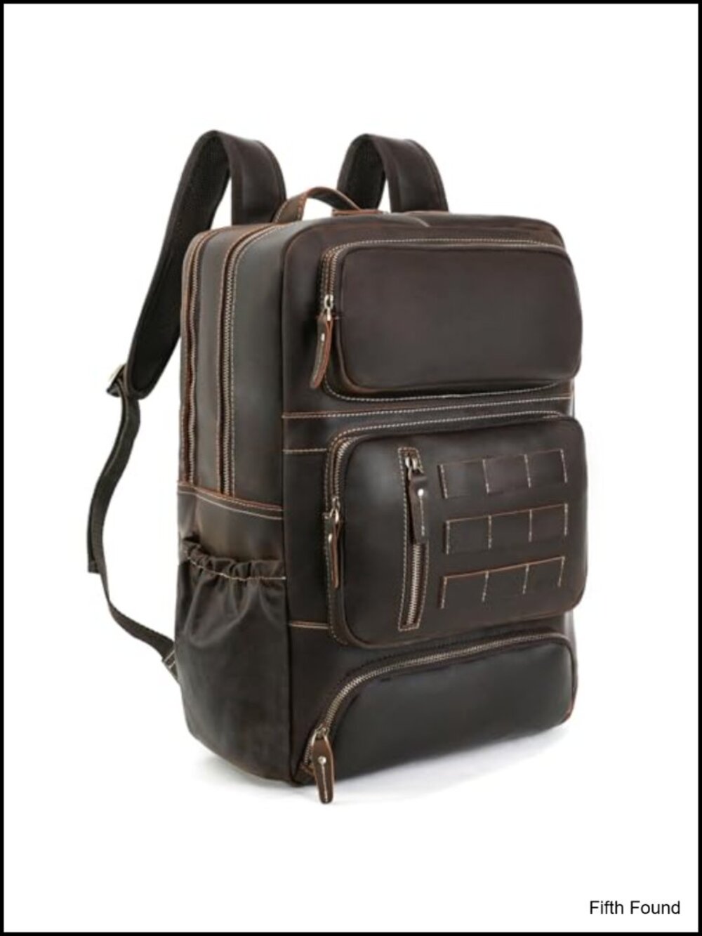 Full Grain Leather 17 Laptop Backpack Travel Rucksack Brown